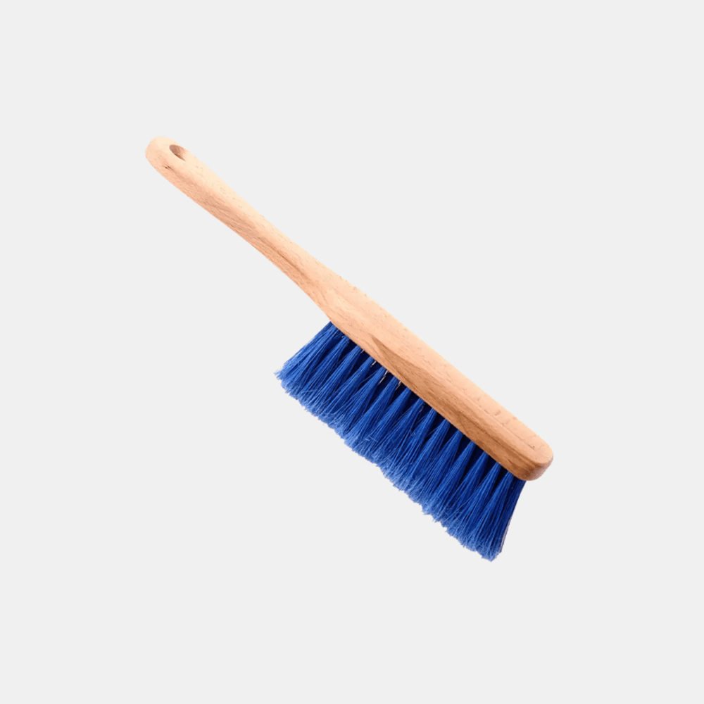 Banister Brush – Wooden Back with Hang-Up Hole (Blue PET Bristles) - Image 2